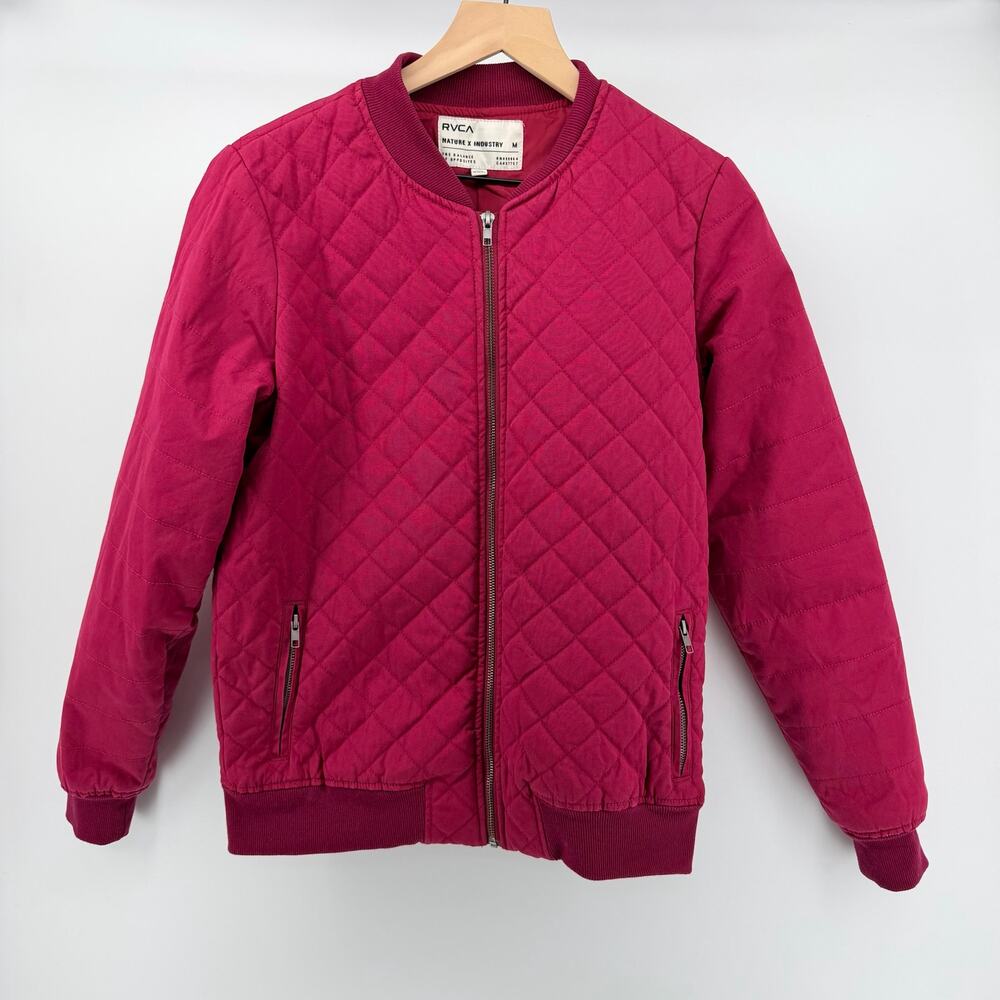 RVCA Nature X Industry Red Mason Quilted Bomber Jacket M Gorpcore Skater - Picture 2 of 7